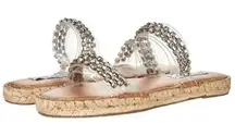 Steve Madden Espadrille Clear Embellished Rhinestone Slide Sandals
