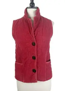 Habitat Size Small Red Quilted Sleeveless Button Front Jacket Vest