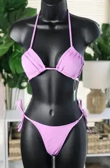 Ribbed Two Piece Tie Bikini Set Size Small