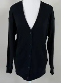 Babaton Waffle Knit Elongated Cardigan in Black Size Small