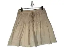 Gap Beige Cotton Elastic Waist Front Tie Lined Mini Skirt Women Sz S
