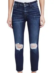 L'AGENCE Abigail French Slim Ripped Skinny Jeans In Dark Diamond Destruct