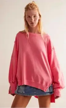 Free People Camden Sweatshirt Pullover Camellia Pink  Oversized Slouchy XL