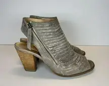 Paul Green Cayanne Peep Toe Bootie Sandals Woven Metallic Leather Comfort US 7.5