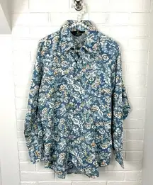 Vintage Sears Authentic Western Wear Pearl Snap Floral Button Down Shirt Size L
