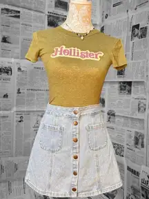 Hollister Sport Olive Green Logo Tee Shirt Small Korea Y2K Retro Graphic Top