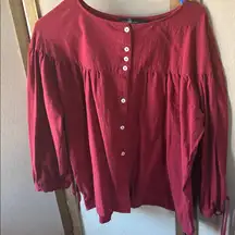 Zanzea Burgundy Button-Up Blouse xxl