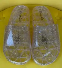 Just Be Sparkling Clear Slide Sandals Size 9