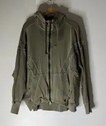 free people movement All your Love Solid Hoodie In Olive Green Full Zip Hoodie S