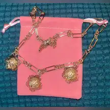 J Crew Gold Floral Necklace with Pearl Accents New Unworn