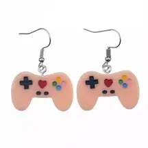 🆕Pink Game Console Controller Charm Dangle Earrings