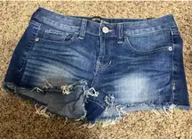 Express Denim Jean Shorts Women's 4 Cutoffs Micro Mini Low Rise Festival Boho