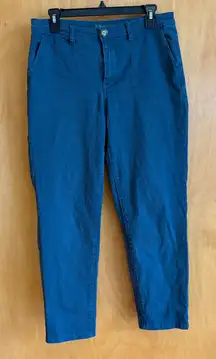 ModCloth Teal Cargo Pants Women Size 8 Utility Pocket Cropped Ankle