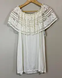 x Lindsi Lane Women’s Off The Shoulder Lace Cover Up Dress Cream NWT