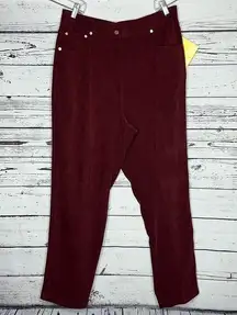 Denim & Co. NWT Size 18 Burgundy Modern Waist 5 Pocket Stretch Moleskin Pants