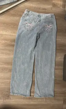 Low-Rise Bow Edikted Jeans Baggy With Ribbon