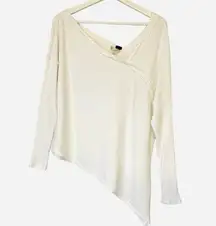 We The Free | Assymetrical Longsleeve Ivory Boho Chic Casual Top Size S
