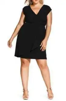 🔥5 for $25🔥 City chic cap sleeve black faux wrap dress