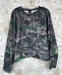 Nike Rebel Camo Dri-fit Crop Jersey Sweatshirt Camouflage Women’s Size XL