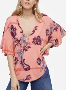 Free People Pink Maui Wowie Printed Top - Size - XS