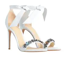 Alexandre Birman‎ Clarita Jeweled Stiletto Heel Sandals White Bridal