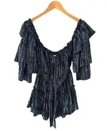 MISA Los Angeles Olivya Dress Off Shoulder Navy Size Small