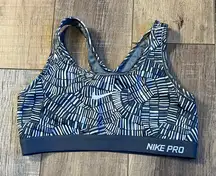 Nike Pro Dri Fit Sports Bra - Grey and White Pattern Size Medium