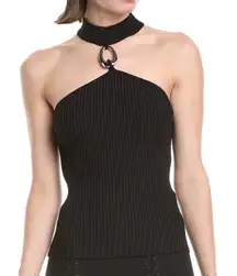 SIMKHAI Rubie Mock Neck Top Black Large Ribbed