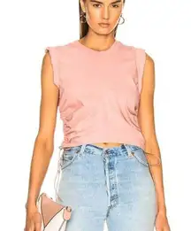 T by Alexander Wang Pink Silk Blend High Twist Jersey Crop Top Size Small