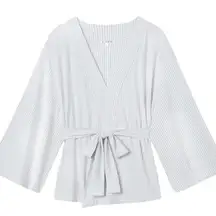 Lake Pajama Kimono White Blue Striped Dream Modal Lounge Pima Belted Medium