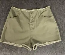 Oak + Fort Army Green Button Fly Shorts Size 30