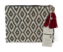 Quagga Green Label Party Clutch Black White Gold Woven Red Tassel Boho Purse