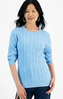 Style & Co. Women’s Medium Periwinkle Blue Cotton Cable Knit Pullover Sweater