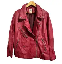 Free People We The Free Jealousy Leather Moto red Jacket size Small