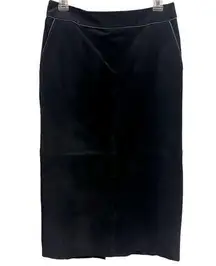 Loft Genuine Leather Ann Taylor  Black Suede Coastal Cowgirl Midi Skirt Women’s 6