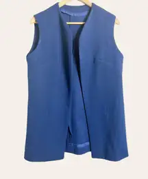 70’s Vintage Textured Navy Blue Sleeveless Open Front Vest Size XL