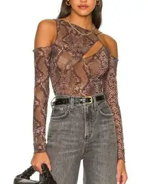 Revolve Acid Snake Cutout Top Size XS Sheer Bodycon Python h:ours Zarayah NEW