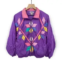 Vintage Lavon 80s 90s Retro Geometric Windbreaker Jacket