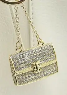 White PURSE Bling Rhinestone Keychain or Charm Key - Makes a great Gift  ~NEW~