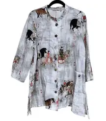 Soft Surroundings Song Dynasty Button Up Shirt Tunic Blouse Women’s Size XL
