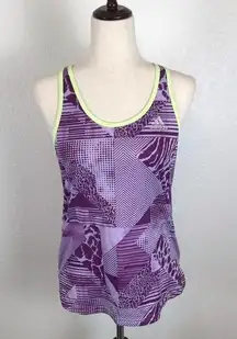 Adidas climalite purple& bright neon abstract animal print racerback tank top S*