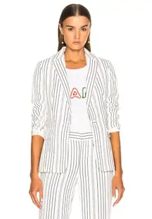Frame True Blazer Off White Blue Striped Womens Lined Size 10