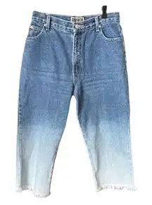 Vintage Forenza size 10 high waisted denim bleached fringe capris.