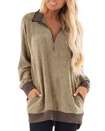 Boutique oversized zip up green two tone pull over size small.