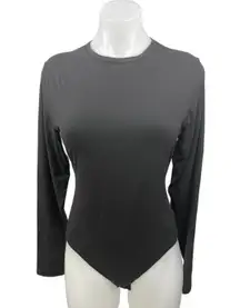 Skims Black Crew Neck Long Sleeve Stretch Bodysuit Thong Shirt T-shirt Top XL