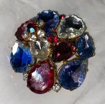 West Germany Multicolor Rhinestone Brooch Vintage