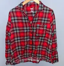 Red Plaid Sleepwear Shirt - VS PINK