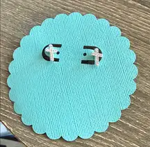 Silver Cross Gem Sparkle Stud Earrings