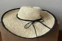 Straw Studios Sun Hat Boho Beach Costal Beige Black Resort Vacation Wear Women’s