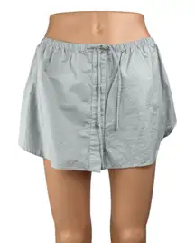 Zara Womens Gray Drawstring Elastic Waist Button Down Mini A-Line Skirt Size L